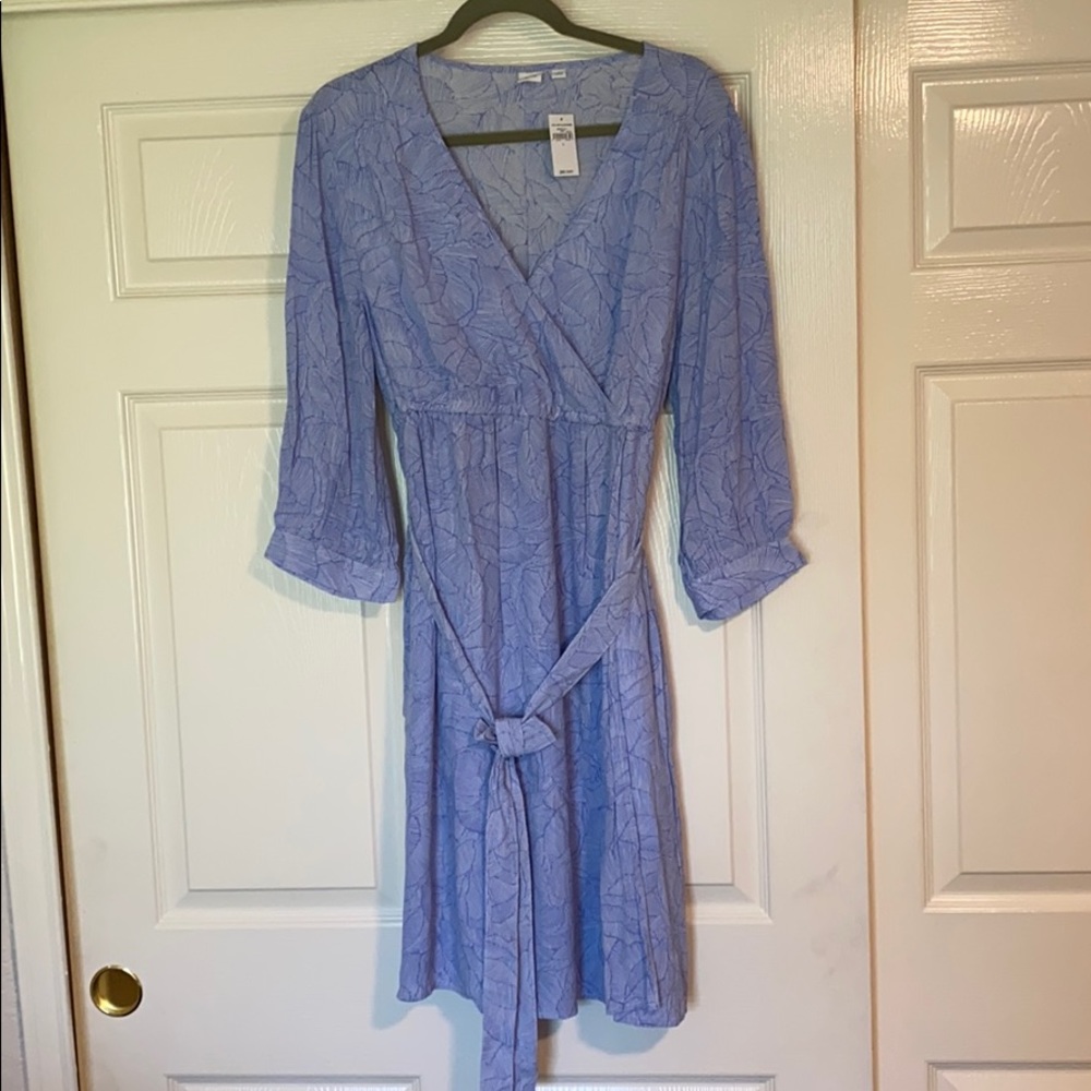 GAP maternity Light Blue Floral Midi Wrap Dress
